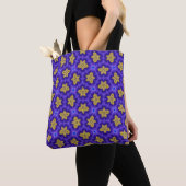 Königlich violette und goldene Blumen-Tasche Tasche (Von Nahem)