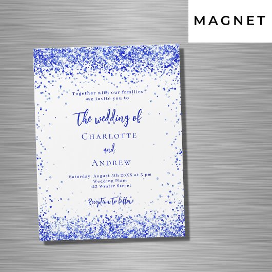 Königlich-weiße Konfetti-Luxus-Hochzeit Magneteinladung