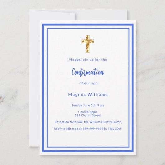 Königlich-weißer Junge Bestätigung Einladung (Vorderseite)