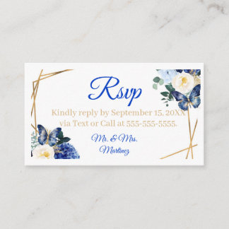 Königlichblaue Gold Schmetterling Quinceañera RSVP Begleitkarte