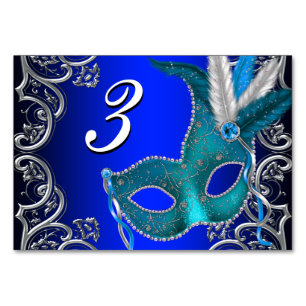 Königlichblaue Maskenballparty Tischnummer