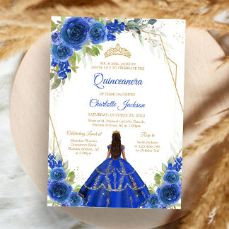Königlichblaue Quinceanera-Einladung Einladung
