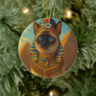 Königliche ägyptische Pharaonenkatze in der Wüste Keramik Ornament