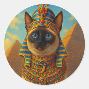 Königliche ägyptische Pharaonenkatze in der Wüste Runder Aufkleber