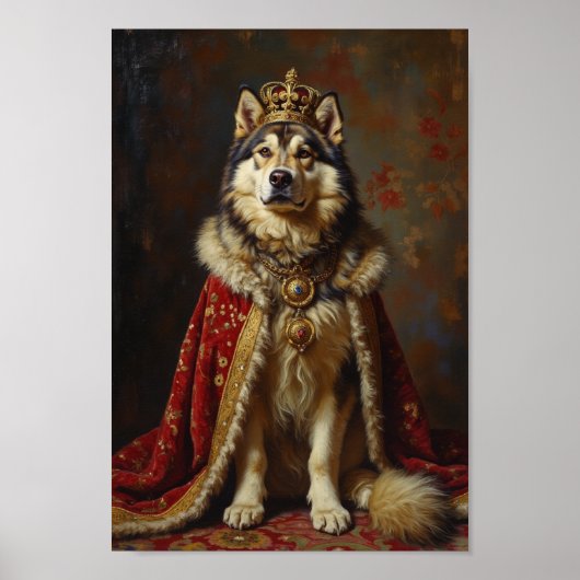 Königliche Alaskan Malamute-Porträtkunst Poster (Vorne)