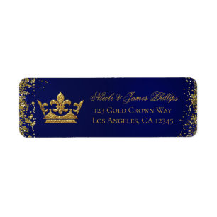 Königliche Blau & Gold Glitter Krone Hochzeit Gebu