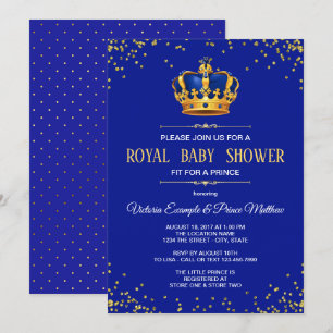 Königliche Blau-Gold-Prinz-Baby-Shower-Einladungen Einladung