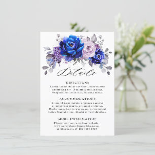 Königliche Blaue Flieder Purpur Florale Hochzeitsd Begleitkarte