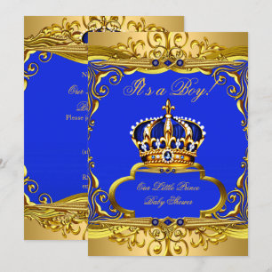 Königliche Blaue Gold Prinz Krone Baby Shower Jung Einladung