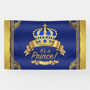 Königliche Blaue Goldene Krone Blau Prinz Baby Sho Banner