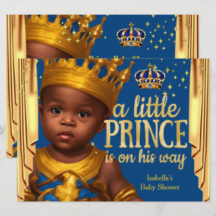 Königliche blaue goldene Vorhänge Prinz Baby Showe Einladung