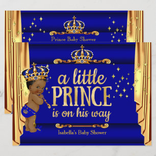 Königliche blaue goldene Vorhänge Prinz Baby Showe Einladung