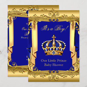Königliche Blaue Marine Gold Krone Baby Shower Einladung