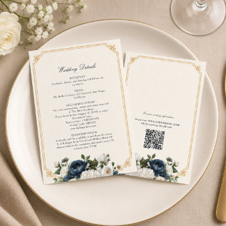 Königliche Blaue Pfingstrosen-Hochzeit mit Goldrah Begleitkarte