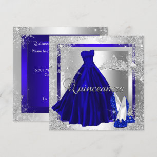 Königliche blaue Quinceanera 15. Elite elegante Ge Einladung