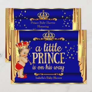 Königliche blaue rote Vorhänge Prinz Baby Shower Einladung