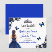 Königliche Blaue Schmetterling Quinceañera Save-th (Vorne/Hinten)