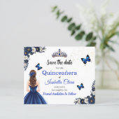 Königliche Blaue Schmetterling Quinceañera Save-th (Stehend Vorderseite)
