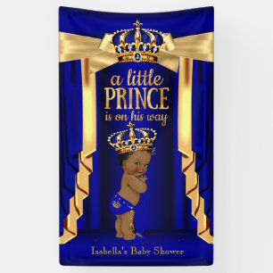 Königliche blaue Seide Goldkrone Baby Shower Ethni Banner