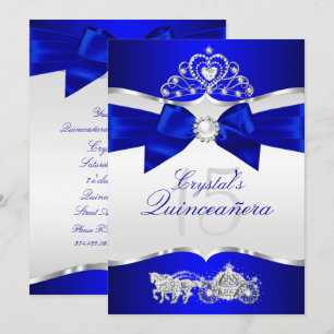 Königliche blaue silberne Tiara-Perlen-Schleife Qu Einladung