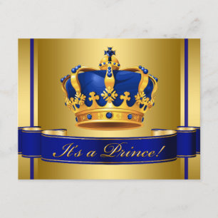 Königliche blaue und goldene Kronprinz-Baby-Party Einladung