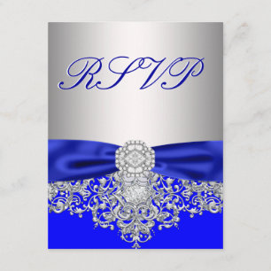 Königliche blaue und silberne RSVP-Antwortkarte RSVP Karte