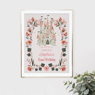 Königliche Burg Geburtstag Begrüßungszeichen Rosa Poster