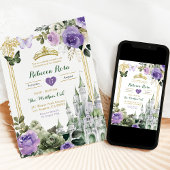 Königliche Burg Lilac Lila Sage Green Quinceañera Einladung
