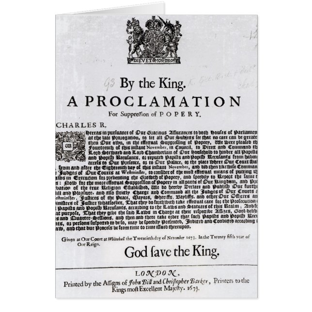 Königliche Erklärung, 1675 (Vorne)
