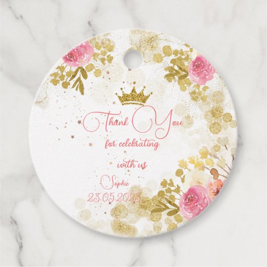 Königliche Feier Rosa Prinzessin Geburtstag danke Geschenkanhänger (Vorderseite)
