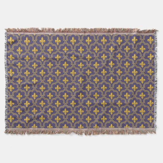 Königliche Fleur-de-Lis Lila und Gold Muster Decke (Vorderseite)