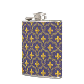 Königliche Fleur-de-Lis Lila und Gold Muster Flachmann (Links)