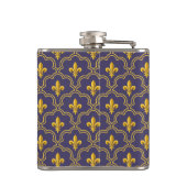 Königliche Fleur-de-Lis Lila und Gold Muster Flachmann (Rückseite)