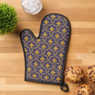Königliche Fleur-de-Lis Lila und Gold Muster Ofenhandschuh