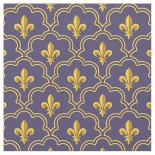 Königliche Fleur-de-Lis Lila und Gold Muster Stoff