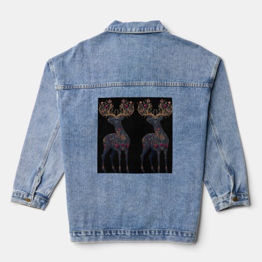 Königliche florale kosmische Hirsch Jeansjacke (Rückseite)