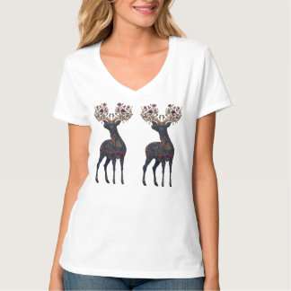 Königliche florale kosmische Hirsch T-Shirt