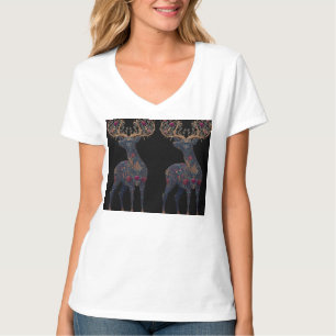 Königliche florale kosmische Hirsch T-Shirt