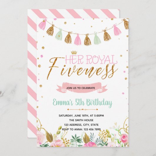 Königliche Geburtstagsfeier Einladung (Vorne/Hinten)