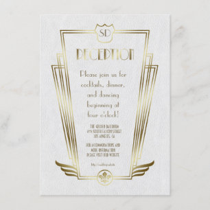 Königliche Gold Art Deco Monogramm Hochzeitsempfan Einladung