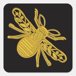 Königliche Goldene Biene Imitation von Stickerei Quadratischer Aufkleber