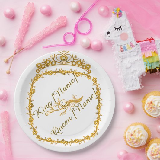Königliche goldene und Queen-Breitpapier-Platte Pappteller (Party)