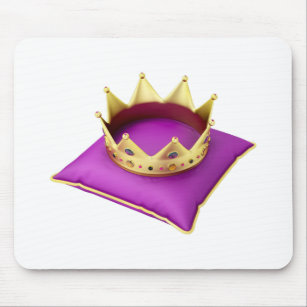 Königliche Goldkrone auf lila Kissen Mousepad