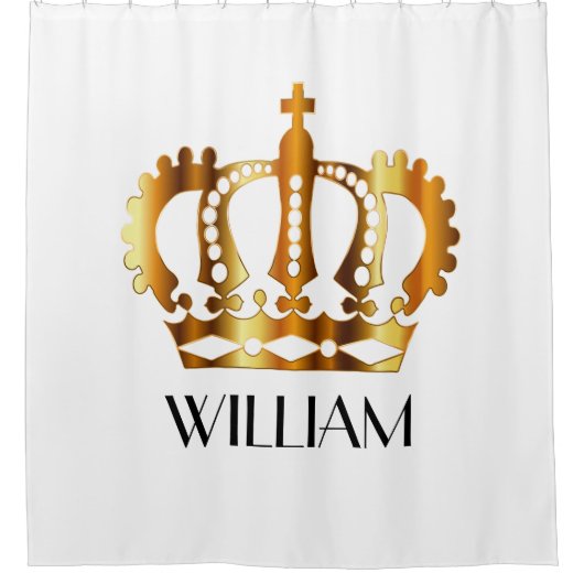 Königliche Goldkrone mit Personalisiertem Namen Duschvorhang (Vorderseite)