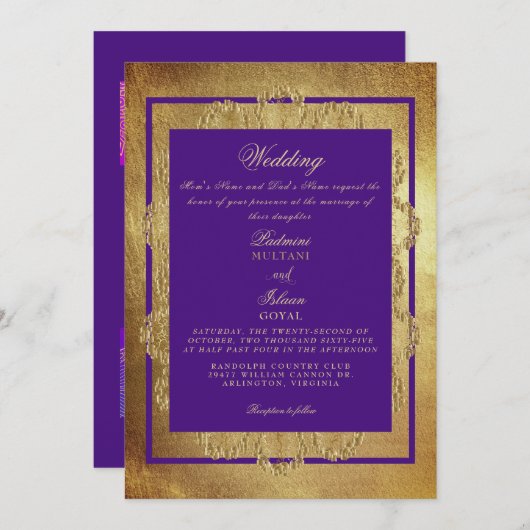 Königliche Hochzeit im indischen Stil Einladung (Vorne/Hinten)
