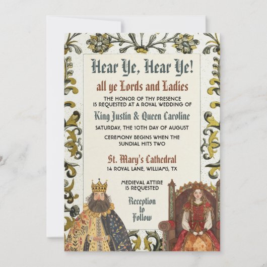 Königliche Hochzeit im Mittelalter Einladung (Vorderseite)