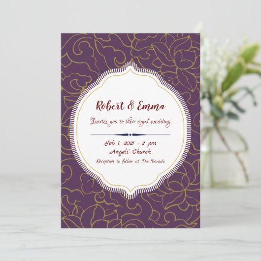 Königliche Hochzeitseinladung Einladung (Stehend Vorderseite)