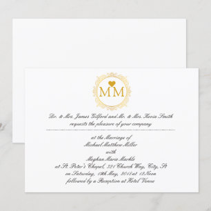 Königliche Hochzeitseinladung   Monogram Gold Scri Einladung