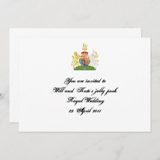 Königliche Hochzeitsfeier Einladung (Vorne/Hinten)