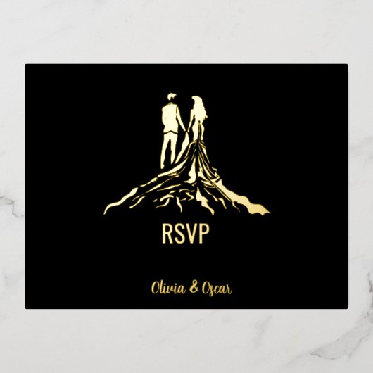 Königliche Hochzeitskarte Foil Rsvp Folie Einladungspostkarte (Vorderseite)